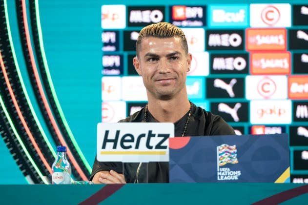 September 18, 2026, Lisbon, Lisbon, Portugal: Cristiano Ronaldo speaking during the pre-match press conference for Portugal vs. Wales at the Portugal Football Summit at the Cidade do Futebol in Oeiras. Lisbon Portugal - ZUMAr238 20260918_zip_r238_059 Copyright: xRicardoxRochax