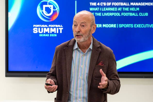 September 18, 2026, Lisbon, Lisbon, Portugal: Sports executive Peter Moore speaking during a masterclass at the Portugal Football Summit at the Cidade do Futebol in Oeiras. Lisbon Portugal - ZUMAr238 20260918_zip_r238_053 Copyright: xRicardoxRochax