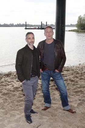 Photo op on the set of the NDR Tatort episode Schwere See featuring Denis Moschitto and Wotan Wilke Möhring; photo op on the set of the NDR Tatort episode Schwere See, Falkensteiner Ufer, Hamburg, September 23, 2026 Copyright: xEventpressxBecherx