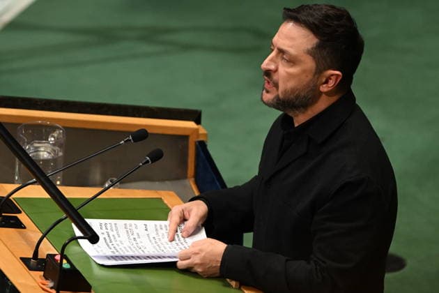 September 23, 2026, New York, New York, USA: President Volodymyr Zelenskyy of Ukraine addresses day 2 of the opening of the 81st Session of the United Nations General Assembly at United Nations Headquarters in New York, New York, USA on Wednesday, 23 September, 2026 New York USA - ZUMAs152 20260923_faa_s152_282 Copyright: xKylexMazzax