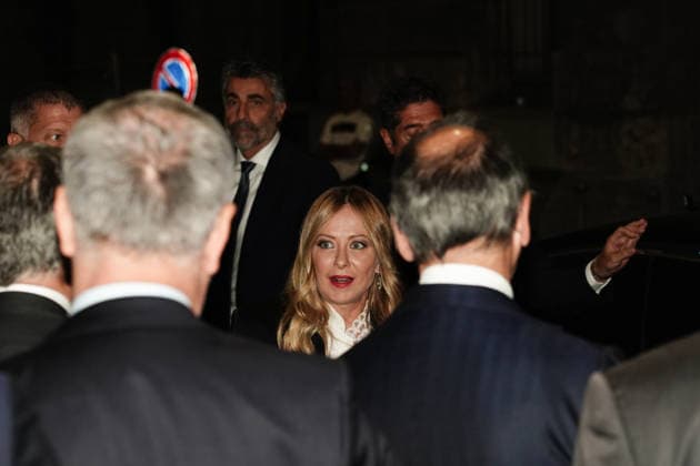IPA88878360 - MILAN - Gala dinner at the Royal Palace in Milan to mark the opening of Milan Women s Fashion Week 2026 2027. Pictured: Giorgia Meloni.  Copyright: xEmanuelexRobertoxDexCarlix xx IPA88878360