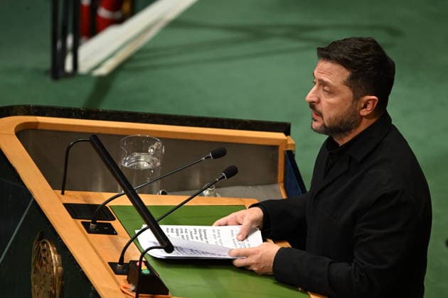 September 23, 2026, New York, New York, USA: President Volodymyr Zelenskyy of Ukraine addresses day 2 of the opening of the 81st Session of the United Nations General Assembly at United Nations Headquarters in New York, New York, USA on Wednesday, 23 September, 2026 New York USA  - ZUMAs152 20260923_faa_s152_303 Copyright: xKylexMazzax