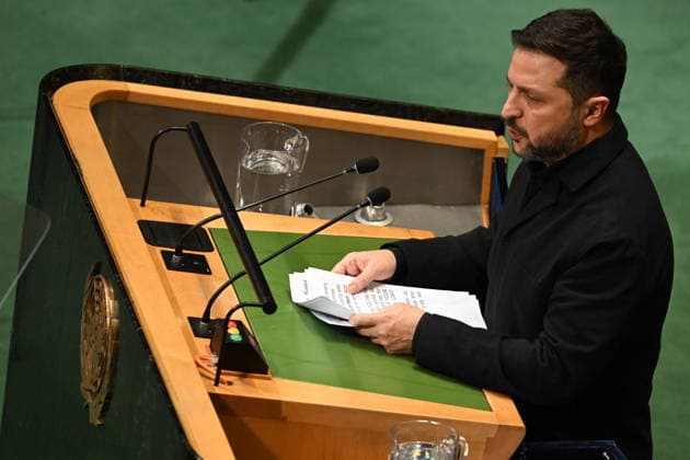 September 23, 2026, New York, New York, USA: President Volodymyr Zelenskyy of Ukraine addresses day 2 of the opening of the 81st Session of the United Nations General Assembly at United Nations Headquarters in New York, New York, USA on Wednesday, 23 September, 2026 New York USA  - ZUMAs152 20260923_faa_s152_307 Copyright: xKylexMazzax