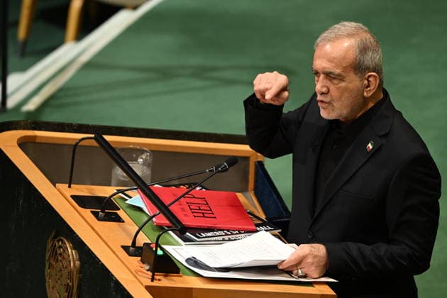 September 23, 2026, New York, New York, USA: President Masoud Pezeshkian of the Islamic Republic of Iran addresses day 2 of the opening of the 81st Session of the United Nations General Assembly at United Nations Headquarters in New York, New York, USA on Wednsday, 23 September, 2026 New York USA  - ZUMAs152 20260923_faa_s152_115 Copyright: xKylexMazzax