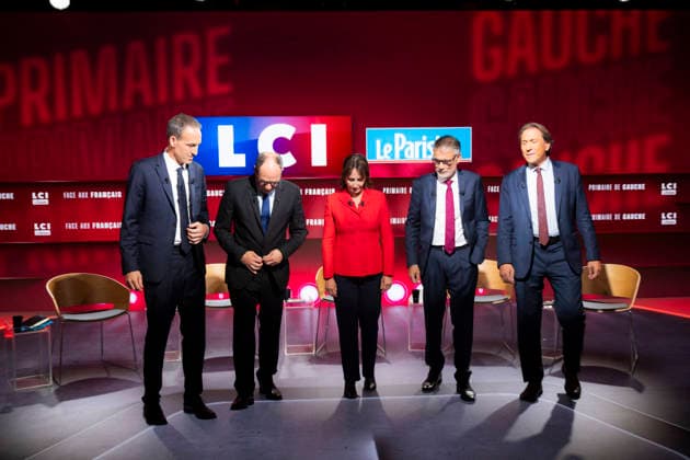 First Debate of the French Socialist Party Primary - Paris EB Raphael Glucksmann, Emmanuel Maurel, Segolene Royal, Olivier Faure and Jerome Guedj during the First Debate of the French Socialist Party Primary at TF1 in Paris on November, 2026. Photo by Eliot Blondet ABACAPRESS.COM Paris France France  Copyright: xBlondetxEliot ABACAx
