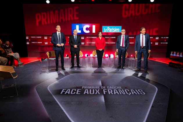 First Debate of the French Socialist Party Primary - Paris EB Raphael Glucksmann, Emmanuel Maurel, Segolene Royal, Olivier Faure and Jerome Guedj during the First Debate of the French Socialist Party Primary at TF1 in Paris on November, 2026. Photo by Eliot Blondet ABACAPRESS.COM Paris France France  Copyright: xBlondetxEliot ABACAx