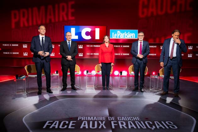 First Debate of the French Socialist Party Primary - Paris EB Raphael Glucksmann, Emmanuel Maurel, Segolene Royal, Olivier Faure and Jerome Guedj during the First Debate of the French Socialist Party Primary at TF1 in Paris on November, 2026. Photo by Eliot Blondet ABACAPRESS.COM Paris France France  Copyright: xBlondetxEliot ABACAx