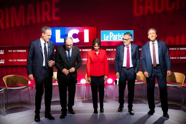 First Debate of the French Socialist Party Primary - Paris EB Raphael Glucksmann, Emmanuel Maurel, Segolene Royal, Olivier Faure and Jerome Guedj during the First Debate of the French Socialist Party Primary at TF1 in Paris on November, 2026. Photo by Eliot Blondet ABACAPRESS.COM Paris France France  Copyright: xBlondetxEliot ABACAx