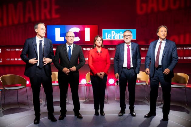 First Debate of the French Socialist Party Primary - Paris EB Raphael Glucksmann, Emmanuel Maurel, Segolene Royal, Olivier Faure and Jerome Guedj during the First Debate of the French Socialist Party Primary at TF1 in Paris on November, 2026. Photo by Eliot Blondet ABACAPRESS.COM Paris France France  Copyright: xBlondetxEliot ABACAx