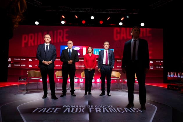 First Debate of the French Socialist Party Primary - Paris EB Raphael Glucksmann, Emmanuel Maurel, Segolene Royal, Olivier Faure and Jerome Guedj during the First Debate of the French Socialist Party Primary at TF1 in Paris on November, 2026. Photo by Eliot Blondet ABACAPRESS.COM Paris France France  Copyright: xBlondetxEliot ABACAx