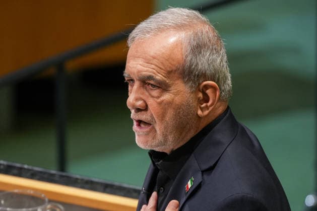 September 23, 2026, New York, New York, USA: Iran s President MASOUD PEZESHKIAN, 71, speaks during the 81st United Nations General Assembly (UNGA). The theme of the 81st session of the United Nations General Assembly is Restoring trust, managing transformation: A United Nations that delivers for all. New York USA  - ZUMAs375 20260923_znp_s375_006 Copyright: xStephanixSpindelx
