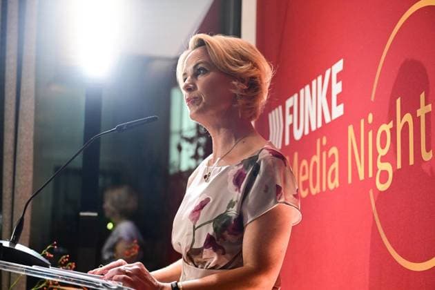 FUNKE Media Night ** FOR EDITORIAL USE ONLY ** EDITORIAL USE ONLY ** p Media Night at Stue, Julia Becker, publisher of the Funke Media Group, photographed on September 23, 2026, in Berlin Berlin Berlin Berlin Copyright MaurizioxGambarini Copyright: MaurizioxGambarini doc87qbzgb88exj896oqq2 ,EDITORIAL USE ONLY Copyright: MaurizioxGambarini