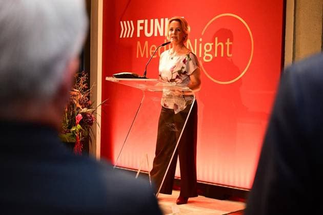 FUNKE Media Night ** FOR EDITORIAL USE ONLY ** EDITORIAL USE ONLY ** p Media Night at Stue, Julia Becker, publisher of the Funke Media Group, photographed on September 23, 2026, in Berlin Berlin Berlin Berlin Copyright MaurizioxGambarini Copyright: MaurizioxGambarini doc87qbzgqm7h3ofgs4qwl ,EDITORIAL USE ONLY Copyright: MaurizioxGambarini