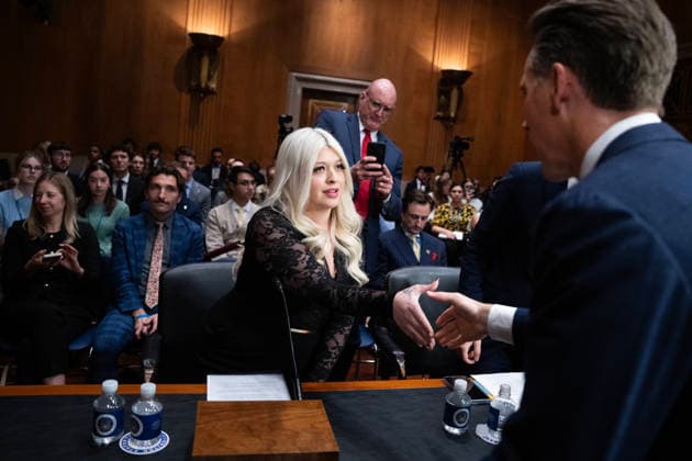 Flock™s Nationwide AI Surveillance Network UNITED STATES - SEPTEMBER 23: Lindsey Isaacs, who was wrongfully arrested in a fatal hit-and-run in Florida, greets Sen. Josh Hawley, R-Mo., during the Senate Judiciary Subcommittee on Crime and Counterterrorism hearing titled Always Watching: Flock™s Nationwide AI Surveillance Network, in Dirksen building on Wednesday, September 23, 2026. (Tom Williams CQ Roll Call) Washington DC United States EDITORIAL USE ONLY Copyright: x2026xCQ-RollxCall,xInc.x TomxWilliamsx rollcallpix172894