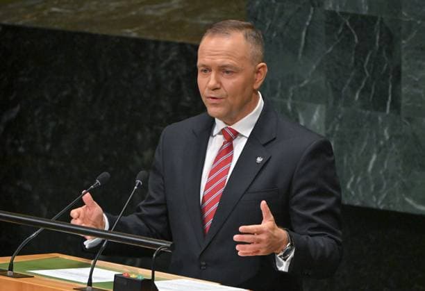 US UN General Assembly 9249824 23.09.2026 Polish President Karol Nawrocki addresses the 81st United Nations General Assembly (UNGA) at the U.N. headquarters in New York City, the United States. Sergey Guneev Sputnik New York USA  Copyright: xSergeyxGuneevx