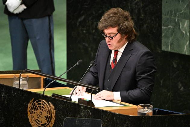 President Javier Gerardo MILEI of the Argentine Republic addresses day 2 of the opening of the 81st Session of the United Nations General Assembly at United Nations Headquarters in New York, New York, USA on Wednesday, 23 September, 2026. Copyright: xKylexMazza CNP MediaPunchx