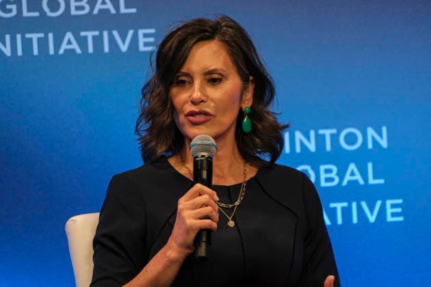 NEW YORK, NY- SEPTEMBER 23: Michigan Governor Gretchen Whitmer on stage at the Clinton Global Initiative 2026 Annual Meeting at The New York Hilton Midtown in New York City on September 23, 2026. Copyright: xKatiexGodowskix