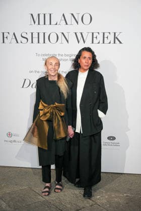 IPA88882300 - Milan, Milan Women™s Fashion Week Spring Summer 2027 - Women™s Fashion, Spring Summer 2027 - Gala Dinner hosted by the National Chamber of Italian Fashion - Arrivals Pictured: Carla Sozzani and Sara Sozzani Maino  Copyright: xRiccardoxGIordanox xRiccardoxGiordano IPAx IPA88882300