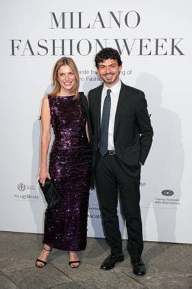 IPA88882386 - Milan, Milan Women™s Fashion Week Spring Summer 2027 - Women™s Fashion, Spring Summer 2027 - Gala Dinner hosted by the National Chamber of Italian Fashion - Arrivals Pictured: Martina Mondadori and Tommaso Sacchi  Copyright: xRiccardoxGIordanox xRiccardoxGiordano IPAx IPA88882386