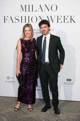 IPA88882368 - Milan, Milan Women™s Fashion Week Spring Summer 2027 - Women™s Fashion, Spring Summer 2027 - Gala Dinner hosted by the National Chamber of Italian Fashion - Arrivals Pictured: Martina Mondadori and Tommaso Sacchi  Copyright: xRiccardoxGIordanox xRiccardoxGiordano IPAx IPA88882368
