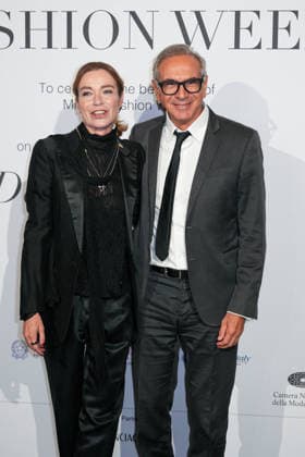 IPA88882465 - Milan, Milan Women™s Fashion Week Spring Summer 2027 - Women™s Fashion, Spring Summer 2027 - Gala Dinner hosted by the National Chamber of Italian Fashion - Arrivals Pictured: Francesca Rocca, Carlo Capasa  Copyright: xRiccardoxGIordanox xRiccardoxGiordano IPAx IPA88882465