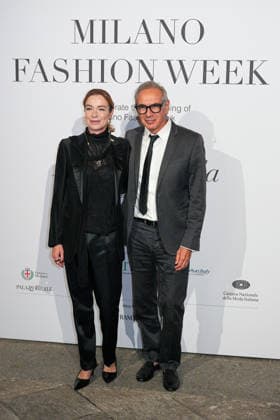 IPA88882475 - Milan, Milan Women™s Fashion Week Spring Summer 2027 - Women™s Fashion, Spring Summer 2027 - Gala Dinner hosted by the National Chamber of Italian Fashion - Arrivals Pictured: Francesca Rocca, Carlo Capasa  Copyright: xRiccardoxGIordanox xRiccardoxGiordano IPAx IPA88882475
