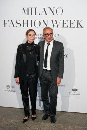IPA88882483 - Milan, Milan Women™s Fashion Week Spring Summer 2027 - Women™s Fashion, Spring Summer 2027 - Gala Dinner hosted by the National Chamber of Italian Fashion - Arrivals Pictured: Francesca Rocca, Carlo Capasa  Copyright: xRiccardoxGIordanox xRiccardoxGiordano IPAx IPA88882483