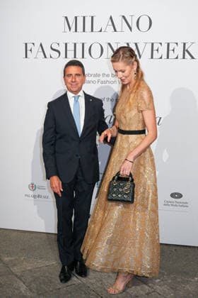 IPA88882572 - Milan, Milan Women™s Fashion Week Spring Summer 2027 - Women™s Fashion, Spring Summer 2027 - Gala Dinner hosted by the National Chamber of Italian Fashion - Arrivals Pictured: Giovanni Bozzetti, Ludmilla Voronkina  Copyright: xRiccardoxGIordanox xRiccardoxGiordano IPAx IPA88882572