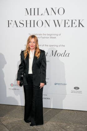 IPA88882627 - Milan, Milan Women™s Fashion Week Spring Summer 2027 - Women™s Fashion, Spring Summer 2027 - Gala Dinner hosted by the National Chamber of Italian Fashion - Arrivals Pictured: Giorgia Meloni  Copyright: xRiccardoxGIordanox xRiccardoxGiordano IPAx IPA88882627