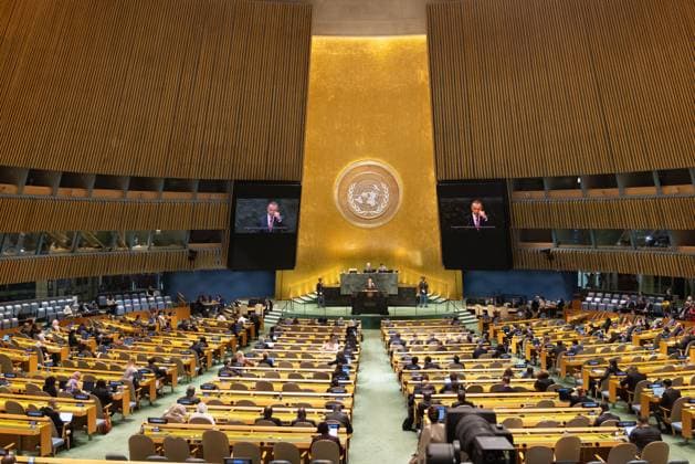 September 23, 2026, New York City, USA: Polish President Karol Nawrocki speaks in the General Assembly Hall during the General Debate of the 81st session of the United Nations General Assembly at UN Headquarters in New York City. New York City USA  - ZUMAl194 20260923_zip_l194_052 Copyright: xMarekxLadzinskix