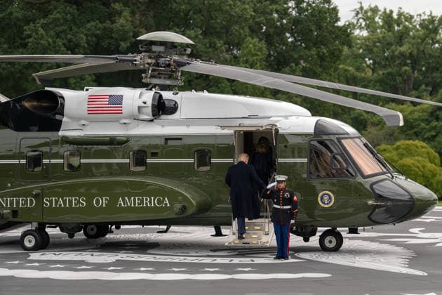 September 23, 2026, Washington, District of Columbia, United States: President Donald Trump and First Lady Melania Trump head to Joint Base Andrews on Marine One to welcome Chinese President Xi for a bilateral summit on September 23, 2026. Washington United States  - ZUMAl312 20260923_znp_l312_015 Copyright: xAndrewxLeydenx