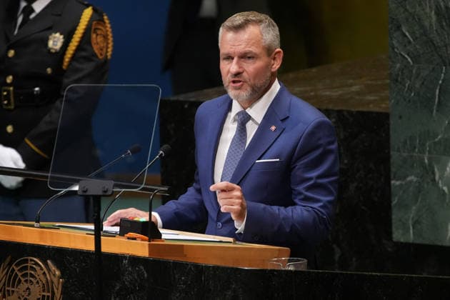 President of the Slovak Republic Peter Pellegrini speaks at the UN General Assembly 81st session General Debate in UN General Assembly Hall at the United Nations Headquarters on Wednesday, September 23, 2026 in New York City.  NYP202609235016 STEPHANIxSPINDEL