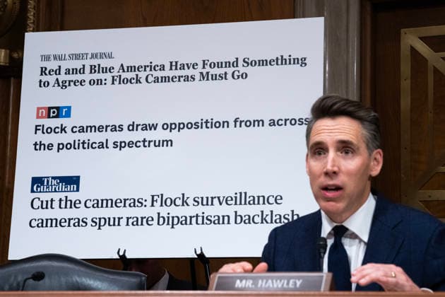 Flock™s Nationwide AI Surveillance Network UNITED STATES - SEPTEMBER 23: Chairman Josh Hawley, R-Mo., speaks during the Senate Judiciary Subcommittee on Crime and Counterterrorism hearing titled Always Watching: Flock™s Nationwide AI Surveillance Network, in Dirksen building on Wednesday, September 23, 2026. (Tom Williams CQ Roll Call) Washington DC United States EDITORIAL USE ONLY Copyright: x2026xCQ-RollxCall,xInc.x TomxWilliamsx rollcallpix172899
