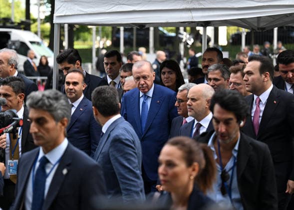 Turkish President Erdogan walks from UN headquarters to Turkish House NEW YORK, UNITED STATES - SEPTEMBER 23: Turkish President Recep Tayyip Erdogan walks from the United Nations Headquarters to the Turkish House following the UN Secretary-General’s Climate Event at the United Nations Headquarters in New York City, United States, on September 23, 2026. Mehmet Ali Ozcan Anadolu New York United States. Editorial use only. Please get in touch for any other usage.  Copyright: x2026xAnadoluxMehmetxAlixOzcanx