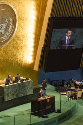 September 23, 2026, New York, New York, USA: Ecuador President Daniel Noboa addresses the 81st United Nations General Assembly at United Nations headquarters in New York City. New York USA - ZUMAs237 20260923_aap_s237_062 Copyright: xMarkxJ.xSullivanx