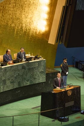 September 23, 2026, New York, New York, USA: Ecuador President Daniel Noboa addresses the 81st United Nations General Assembly at United Nations headquarters in New York City. New York USA  - ZUMAs237 20260923_aap_s237_060 Copyright: xMarkxJ.xSullivanx