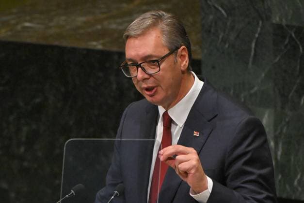 US UN General Assembly 9249934 23.09.2026 Serbian President Aleksandar Vucic addresses the 81st United Nations General Assembly at the U.N. headquarters in New York City, the United States. Sergey Guneev Sputnik New York USA  Copyright: xSergeyxGuneevx