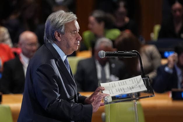 UN Climate Summit 2026 held at headquarters in New York NEW YORK, UNITED STATES - SEPTEMBER 23: UN Secretary-General António Guterres delivers a speech during the UN Secretary-General s climate event at the United Nations headquarters in New York, United States, on September 23, 2026. Mehmet Eser Anadolu New York United States. Editorial use only. Please get in touch for any other usage.  Copyright: x2026xAnadoluxMehmetxEserx