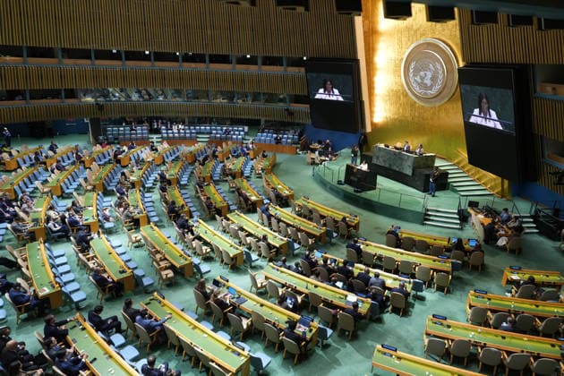Venezuela s acting president, Delcy Rodríguez, speaks during the 81st United Nations General Assembly in New York, United States, 23 September 2026. Rodríguez hailed the historic oil agreement with the United States, signed on August 28, as one of the greatest ever signed. Delcy Rodríguez Speaks at the 81st United Nations General Assembly !ACHTUNG: NUR REDAKTIONELLE NUTZUNG!  Copyright: xÁngelxColmenaresx AME075 20260924-55021486640_1