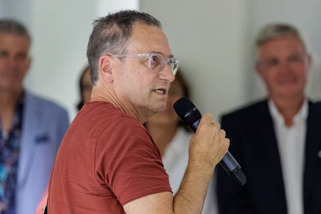September 23, 2026, Düsseldorf: Artist Dieter Nuhr at the opening of the Foundations of Düsseldorf World Tour exhibition at Düsseldorf City Hall, North Rhine-Westphalia, Germany