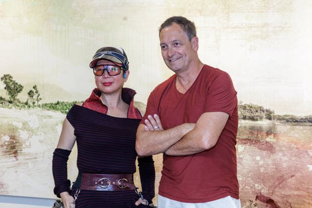 September 23, 2026, Düsseldorf The painter Jiny Lan and artist Dieter Nuhr at the opening of the exhibition Foundations of Düsseldorf World Tour at Düsseldorf City Hall, North Rhine-Westphalia, Germany