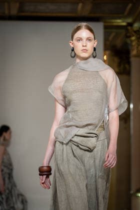 KEQIAO fashion show during the Milan Fashion Week - Womenswear Spring Summer 2027 in Milan, Italy, on 23 September 2026. A model walks the runway at KEQIAO fashion show during the Milan Fashion Week - Womenswear Spring Summer 2027 in Milan, Italy, on 23 September 2026., Credit:Stefano Costantino TTL Stefano Costantino Avalon Italy, Milan  Copyright: xStefanoxCostantinoxTTLx xStefanoxCostantinox xAvalonx 1137645664