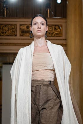 KEQIAO fashion show during the Milan Fashion Week - Womenswear Spring Summer 2027 in Milan, Italy, on 23 September 2026. A model walks the runway at KEQIAO fashion show during the Milan Fashion Week - Womenswear Spring Summer 2027 in Milan, Italy, on 23 September 2026., Credit:Stefano Costantino TTL Stefano Costantino Avalon Italy, Milan  Copyright: xStefanoxCostantinoxTTLx xStefanoxCostantinox xAvalonx 1137645498