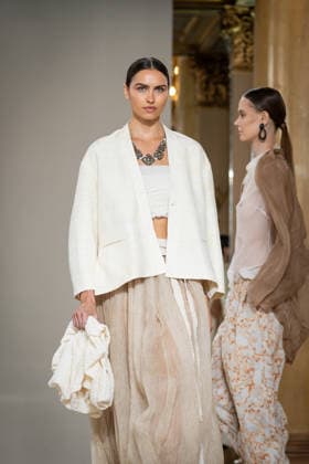 KEQIAO fashion show during the Milan Fashion Week - Womenswear Spring Summer 2027 in Milan, Italy, on 23 September 2026. A model walks the runway at KEQIAO fashion show during the Milan Fashion Week - Womenswear Spring Summer 2027 in Milan, Italy, on 23 September 2026., Credit:Stefano Costantino TTL Stefano Costantino Avalon Italy, Milan  Copyright: xStefanoxCostantinoxTTLx xStefanoxCostantinox xAvalonx 1137645552