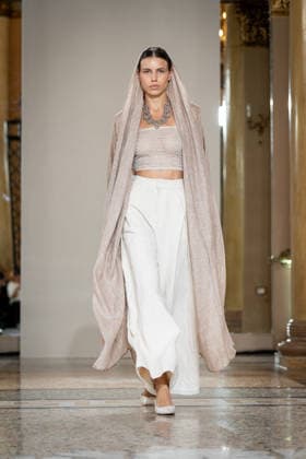 KEQIAO fashion show during the Milan Fashion Week - Womenswear Spring Summer 2027 in Milan, Italy, on 23 September 2026. A model walks the runway at KEQIAO fashion show during the Milan Fashion Week - Womenswear Spring Summer 2027 in Milan, Italy, on 23 September 2026., Credit:Stefano Costantino TTL Stefano Costantino Avalon Italy, Milan  Copyright: xStefanoxCostantinoxTTLx xStefanoxCostantinox xAvalonx 1137645557