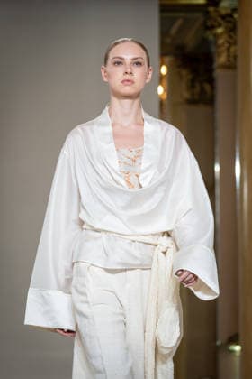 KEQIAO fashion show during the Milan Fashion Week - Womenswear Spring Summer 2027 in Milan, Italy, on 23 September 2026. A model walks the runway at KEQIAO fashion show during the Milan Fashion Week - Womenswear Spring Summer 2027 in Milan, Italy, on 23 September 2026., Credit:Stefano Costantino TTL Stefano Costantino Avalon Italy, Milan  Copyright: xStefanoxCostantinoxTTLx xStefanoxCostantinox xAvalonx 1137645581