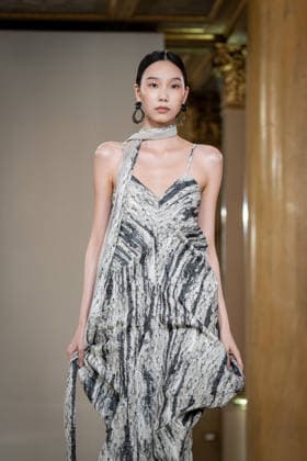 KEQIAO fashion show during the Milan Fashion Week - Womenswear Spring Summer 2027 in Milan, Italy, on 23 September 2026. A model walks the runway at KEQIAO fashion show during the Milan Fashion Week - Womenswear Spring Summer 2027 in Milan, Italy, on 23 September 2026., Credit:Stefano Costantino TTL Stefano Costantino Avalon Italy, Milan  Copyright: xStefanoxCostantinoxTTLx xStefanoxCostantinox xAvalonx 1137645613