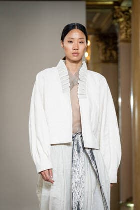 KEQIAO fashion show during the Milan Fashion Week - Womenswear Spring Summer 2027 in Milan, Italy, on 23 September 2026. A model walks the runway at KEQIAO fashion show during the Milan Fashion Week - Womenswear Spring Summer 2027 in Milan, Italy, on 23 September 2026., Credit:Stefano Costantino TTL Stefano Costantino Avalon Italy, Milan  Copyright: xStefanoxCostantinoxTTLx xStefanoxCostantinox xAvalonx 1137645638