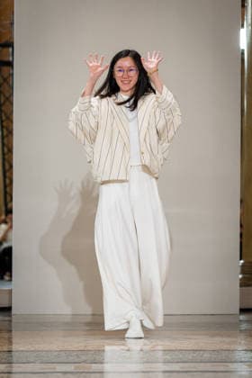 KEQIAO fashion show during the Milan Fashion Week - Womenswear Spring Summer 2027 in Milan, Italy, on 23 September 2026. The designer walks the runway at KEQIAO fashion show during the Milan Fashion Week - Womenswear Spring Summer 2027 in Milan, Italy, on 23 September 2026., Credit:Stefano Costantino TTL Stefano Costantino Avalon Italy, Milan  Copyright: xStefanoxCostantinoxTTLx xStefanoxCostantinox xAvalonx 1137645749
