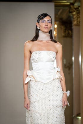 KEQIAO fashion show during the Milan Fashion Week - Womenswear Spring Summer 2027 in Milan, Italy, on 23 September 2026. A model walks the runway at KEQIAO fashion show during the Milan Fashion Week - Womenswear Spring Summer 2027 in Milan, Italy, on 23 September 2026., Credit:Stefano Costantino TTL Stefano Costantino Avalon Italy, Milan  Copyright: xStefanoxCostantinoxTTLx xStefanoxCostantinox xAvalonx 1137645808